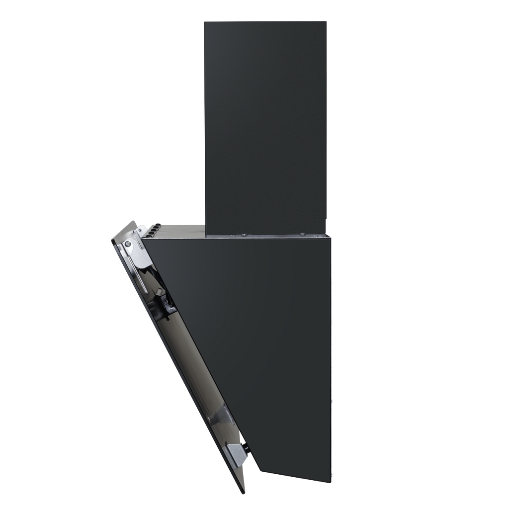 Baridi Angled Chimney Cooker Hood with Touch Controls & Carbon Filters 60cm - Black Glass DH105