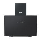 Baridi Angled Chimney Cooker Hood with Touch Controls & Carbon Filters 60cm - Black Glass DH105