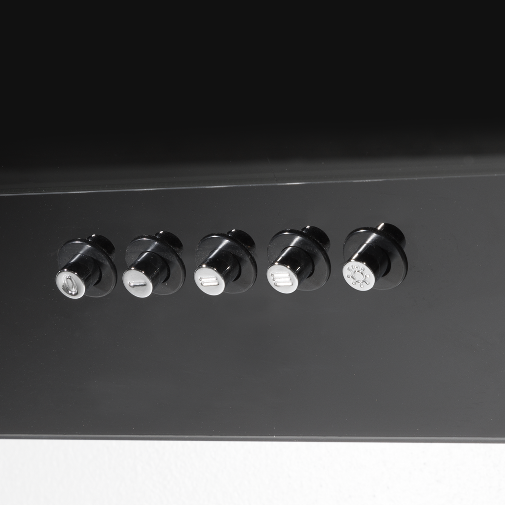 Angled Chimney Cooker Hood with Carbon Filters & LED Lamp 90cm - Black Glass DH106