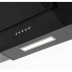 Baridi Angled Chimney Cooker Hood with Carbon Filters & LED Lamp 90cm - Black Glass DH106