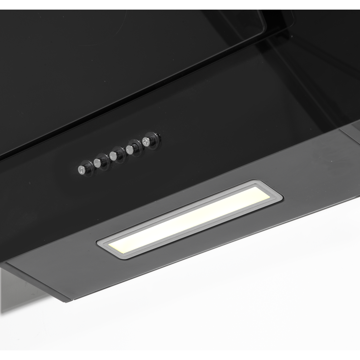 Baridi Angled Chimney Cooker Hood with Carbon Filters & LED Lamp 90cm - Black Glass DH106