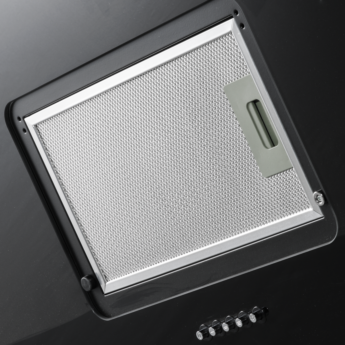 Baridi Angled Chimney Cooker Hood with Carbon Filters & LED Lamp 90cm - Black Glass DH106