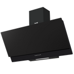 Angled Chimney Cooker Hood with Carbon Filters & LED Lamp 90cm - Black Glass DH106