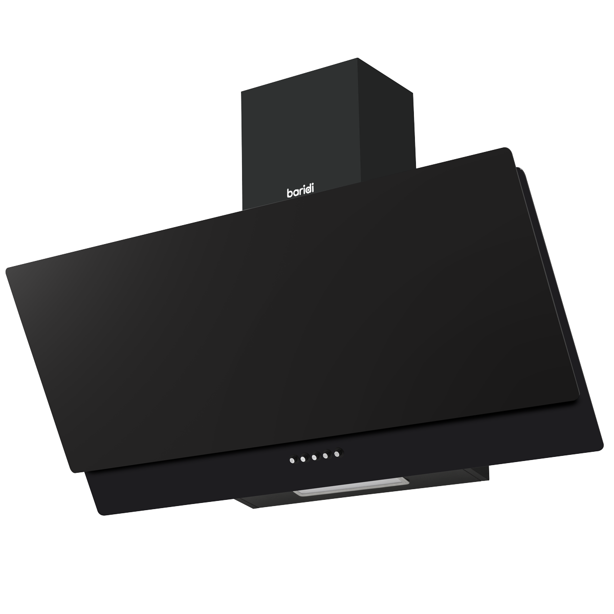 Angled Chimney Cooker Hood with Carbon Filters & LED Lamp 90cm - Black Glass DH106