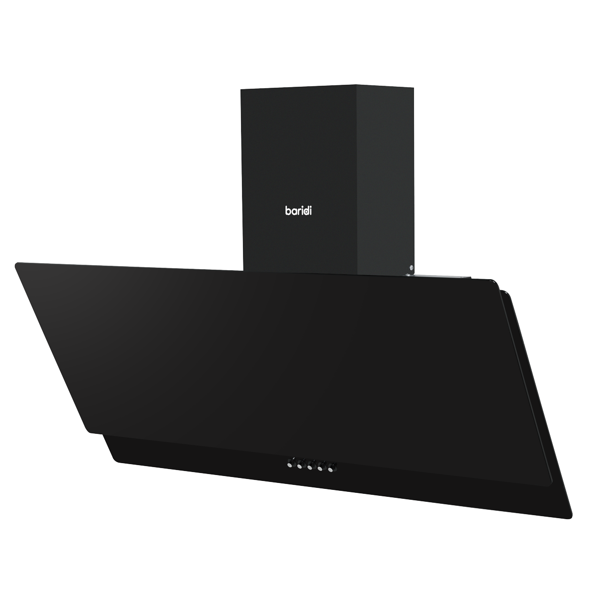 Baridi Angled Chimney Cooker Hood with Carbon Filters & LED Lamp 90cm - Black Glass DH106