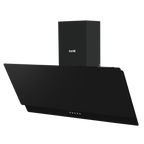 Angled Chimney Cooker Hood with Carbon Filters & LED Lamp 90cm - Black Glass DH106
