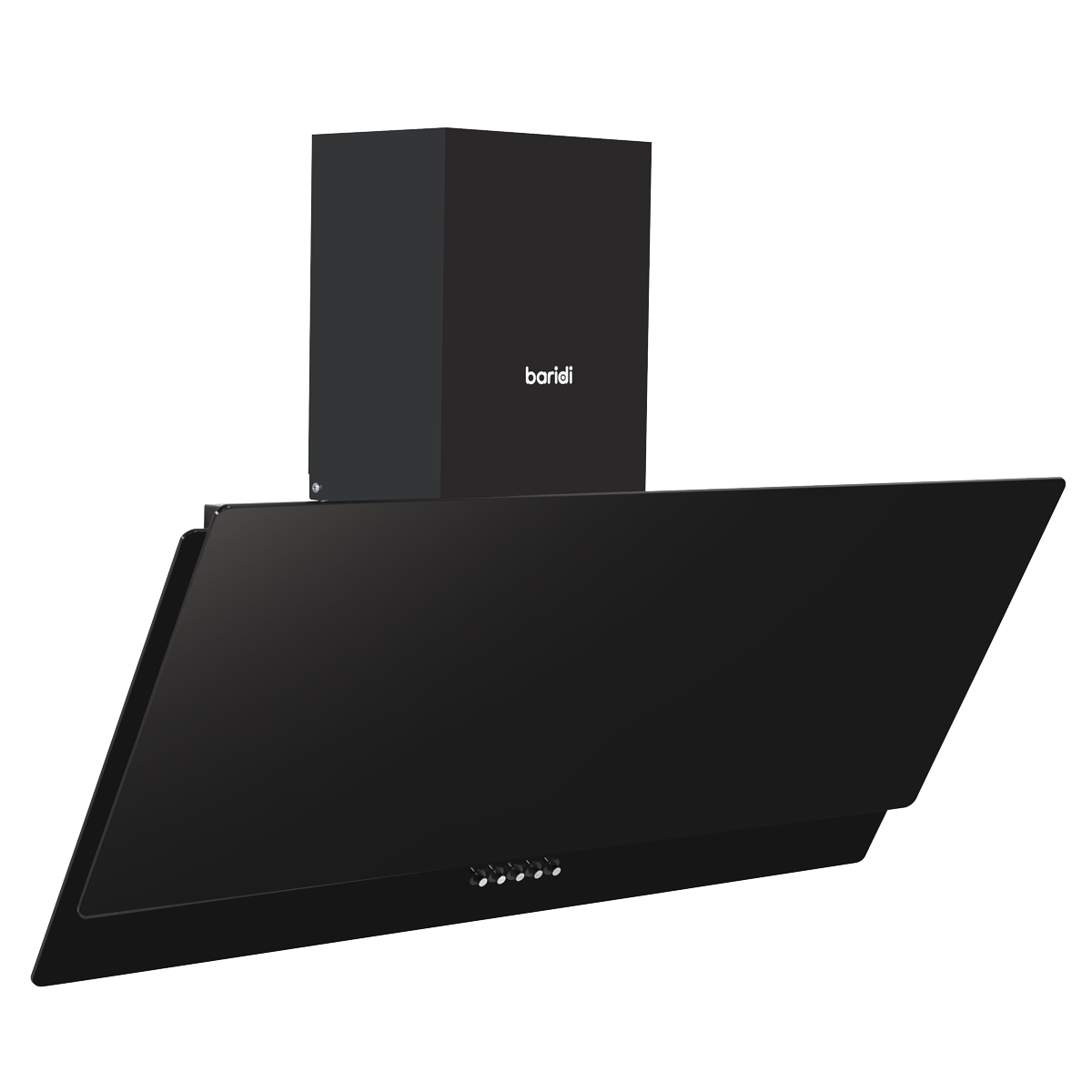 Baridi Angled Chimney Cooker Hood with Carbon Filters & LED Lamp 90cm - Black Glass DH106