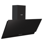 Angled Chimney Cooker Hood with Carbon Filters & LED Lamp 90cm - Black Glass DH106