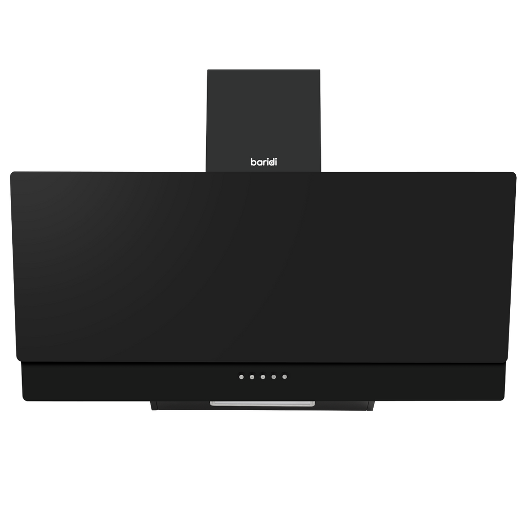 Angled Chimney Cooker Hood with Carbon Filters & LED Lamp 90cm - Black Glass DH106