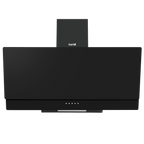 Angled Chimney Cooker Hood with Carbon Filters & LED Lamp 90cm - Black Glass DH106