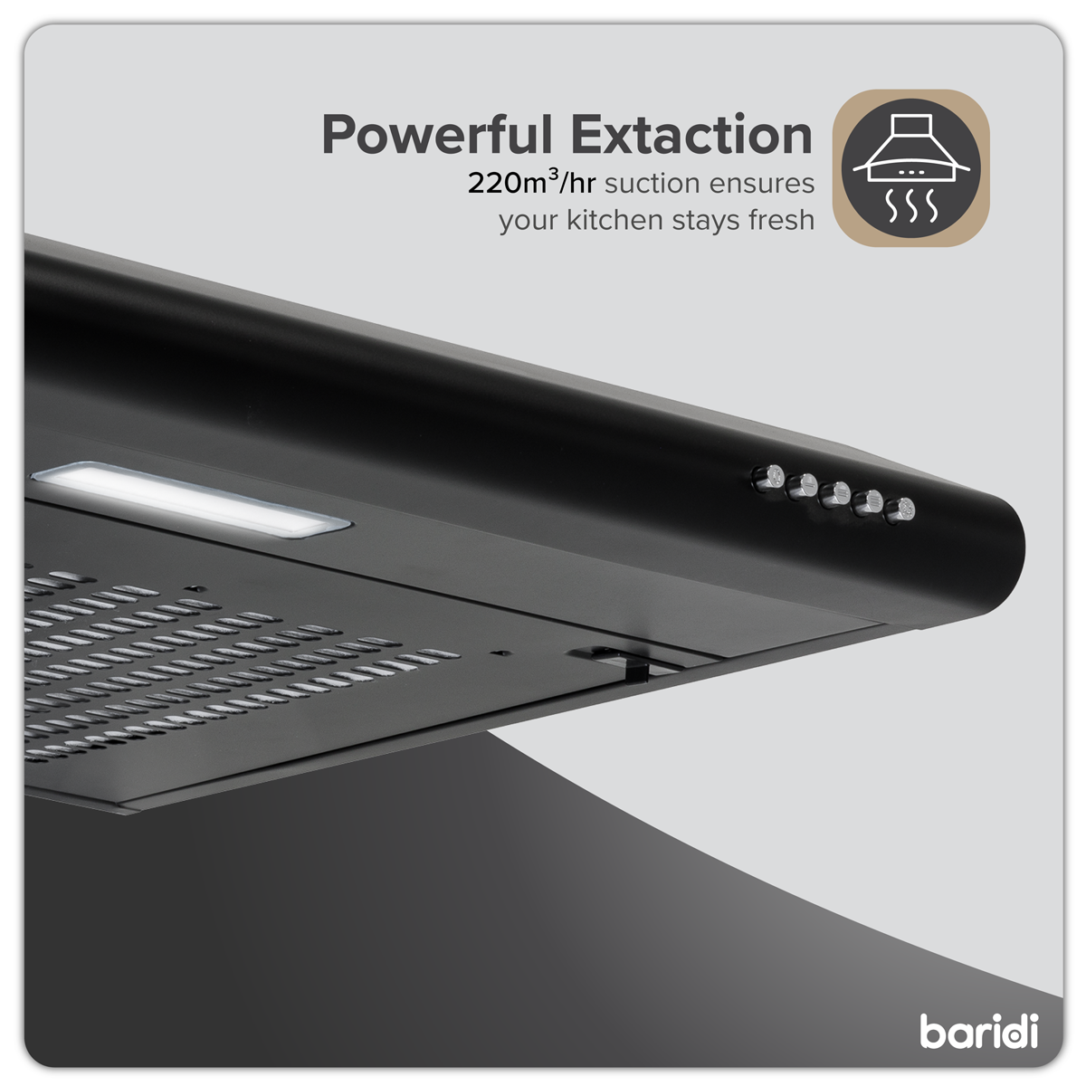 Visor Cooker Hood Extractor Fan 60cm - Black DH107