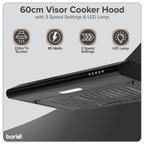 Visor Cooker Hood Extractor Fan 60cm - Black DH107