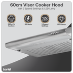 Baridi Visor Cooker Hood Extractor Fan 60cm - Stainless Steel DH108