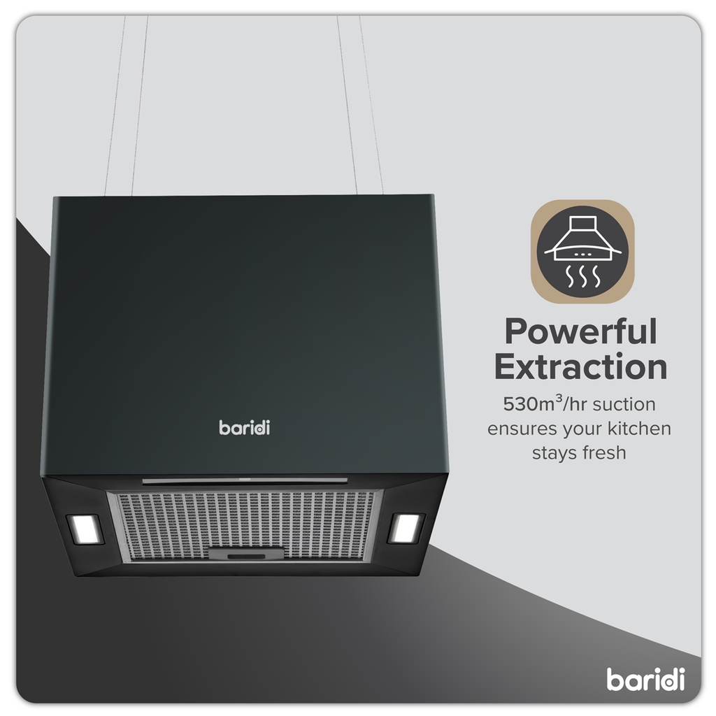 Square Island Cooker Hood 40cm - Black DH109