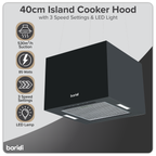 Square Island Cooker Hood 40cm - Black DH109