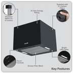 Square Island Cooker Hood 40cm - Black DH109