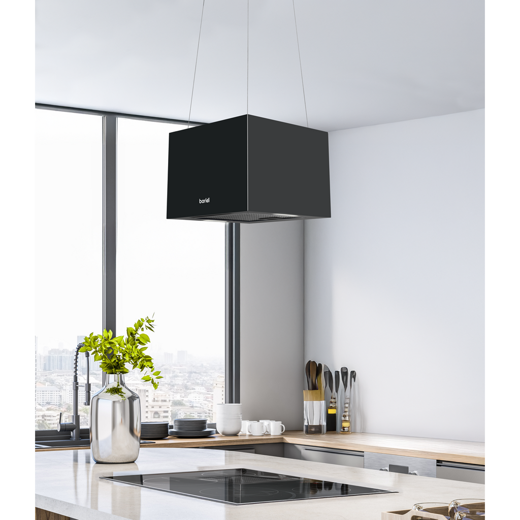 Square Island Cooker Hood 40cm - Black DH109