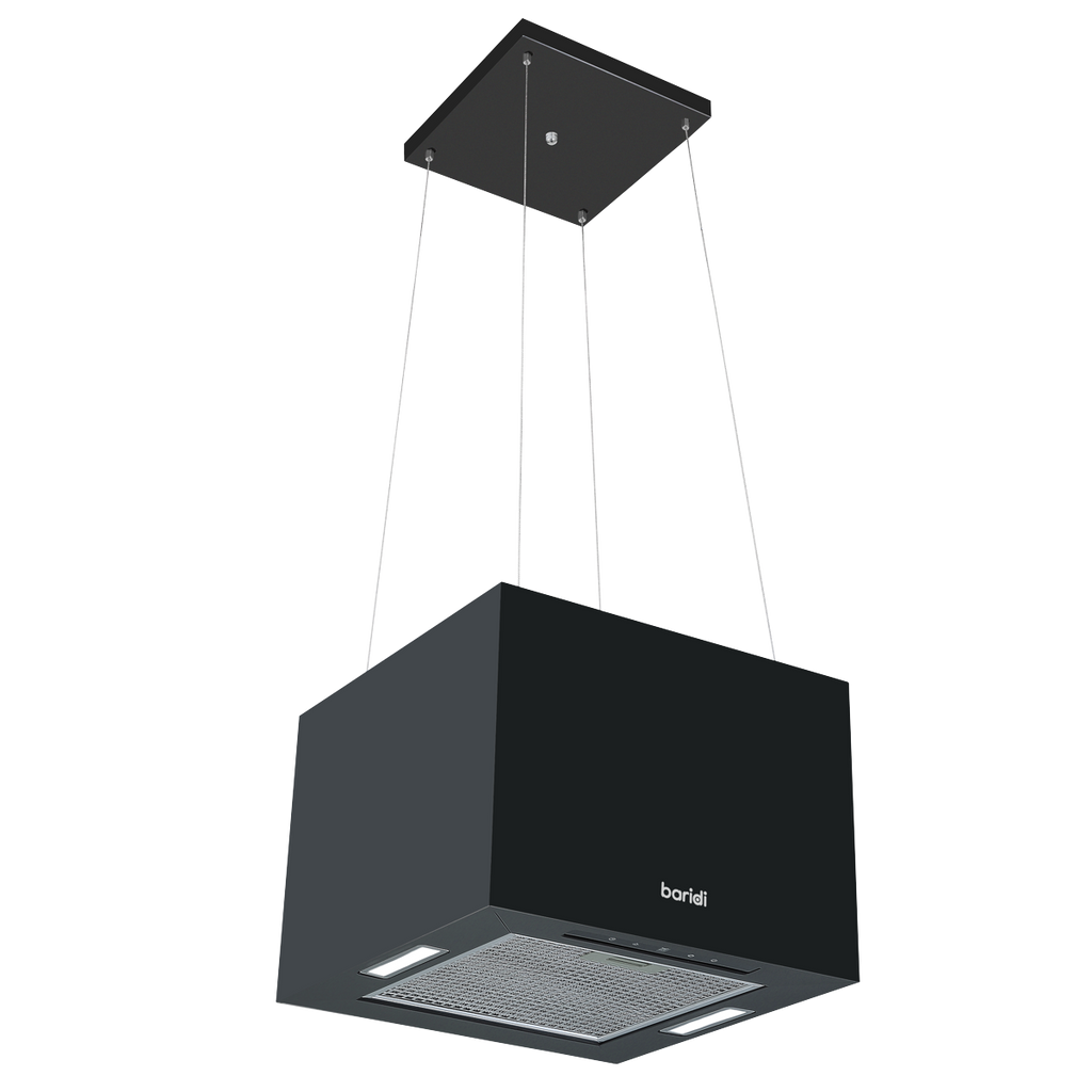 Square Island Cooker Hood 40cm - Black DH109