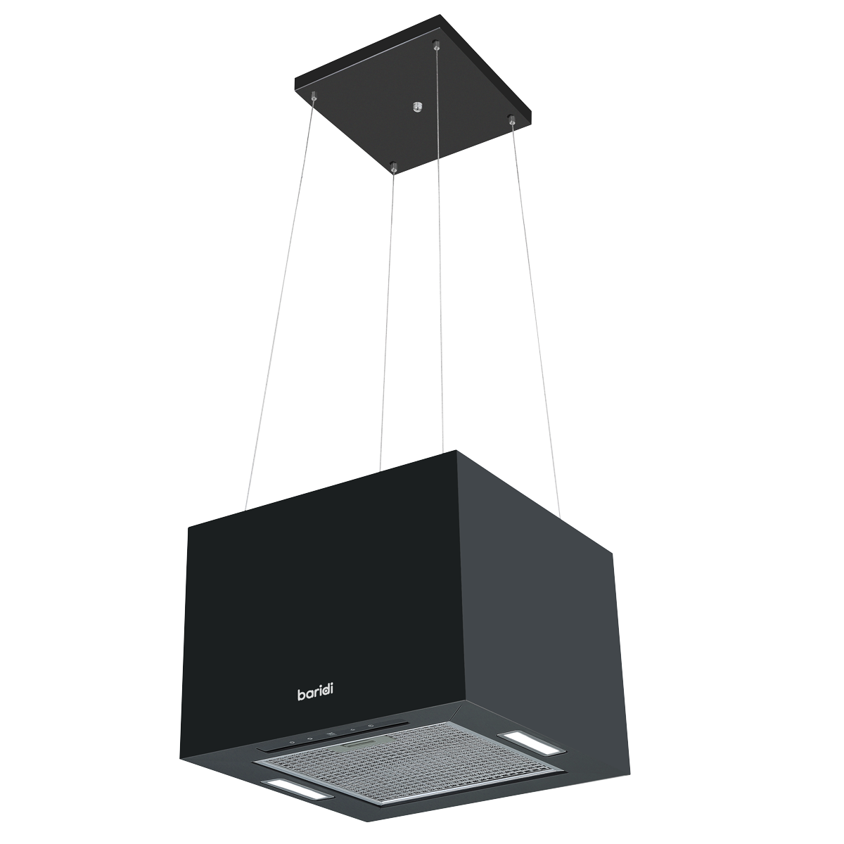Square Island Cooker Hood 40cm - Black DH109