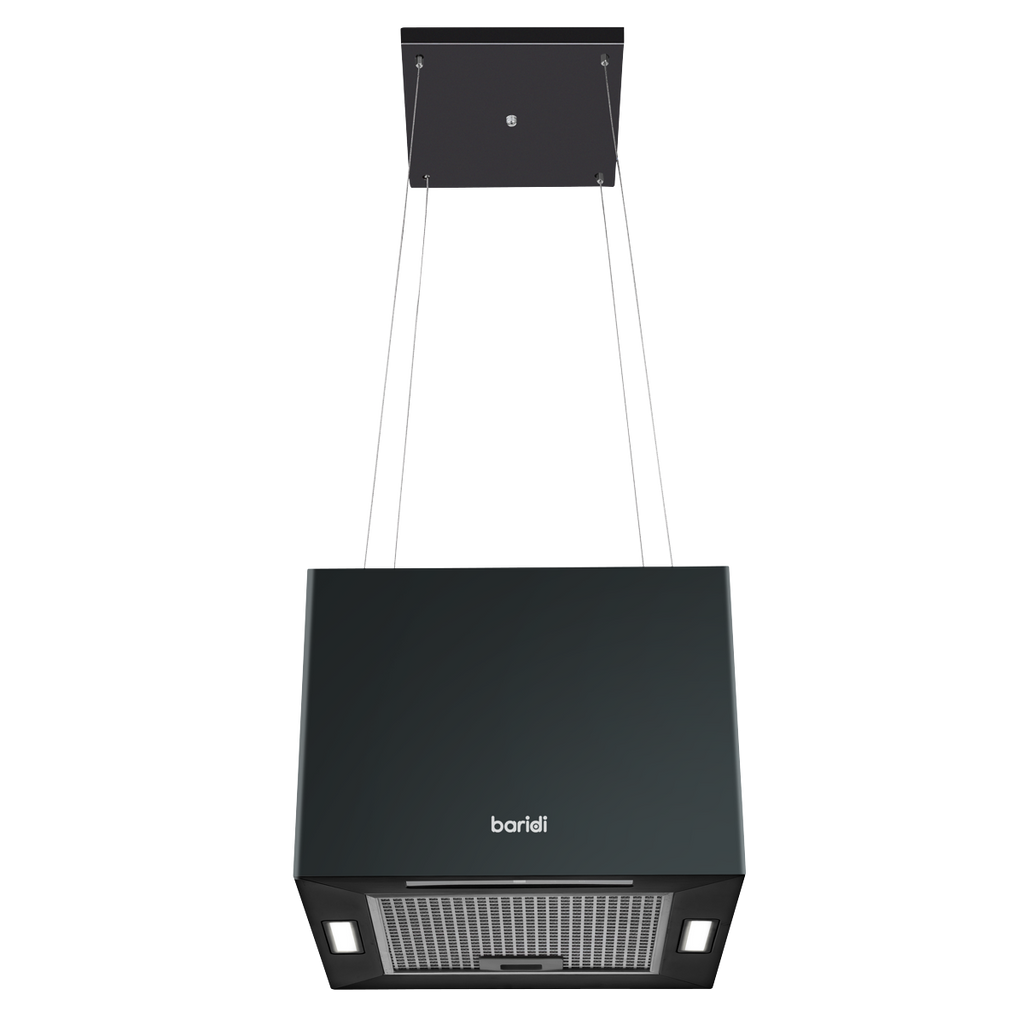 Square Island Cooker Hood 40cm - Black DH109