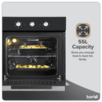 Baridi Built-In 5-Function Fan Assisted Oven with Timer 60cm, 55L Capacity - Black DH110