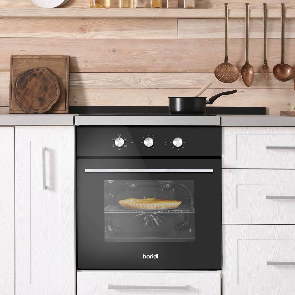 Baridi Built-In 5-Function Fan Assisted Oven with Timer 60cm, 55L Capacity - Black DH110