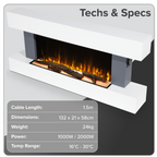 Wall Mounting Electric Fireplace with LED Flame Effect 52" - Grey DH112