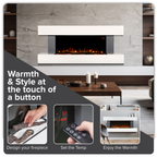 Wall Mounting Electric Fireplace with LED Flame Effect 52" - Grey DH112