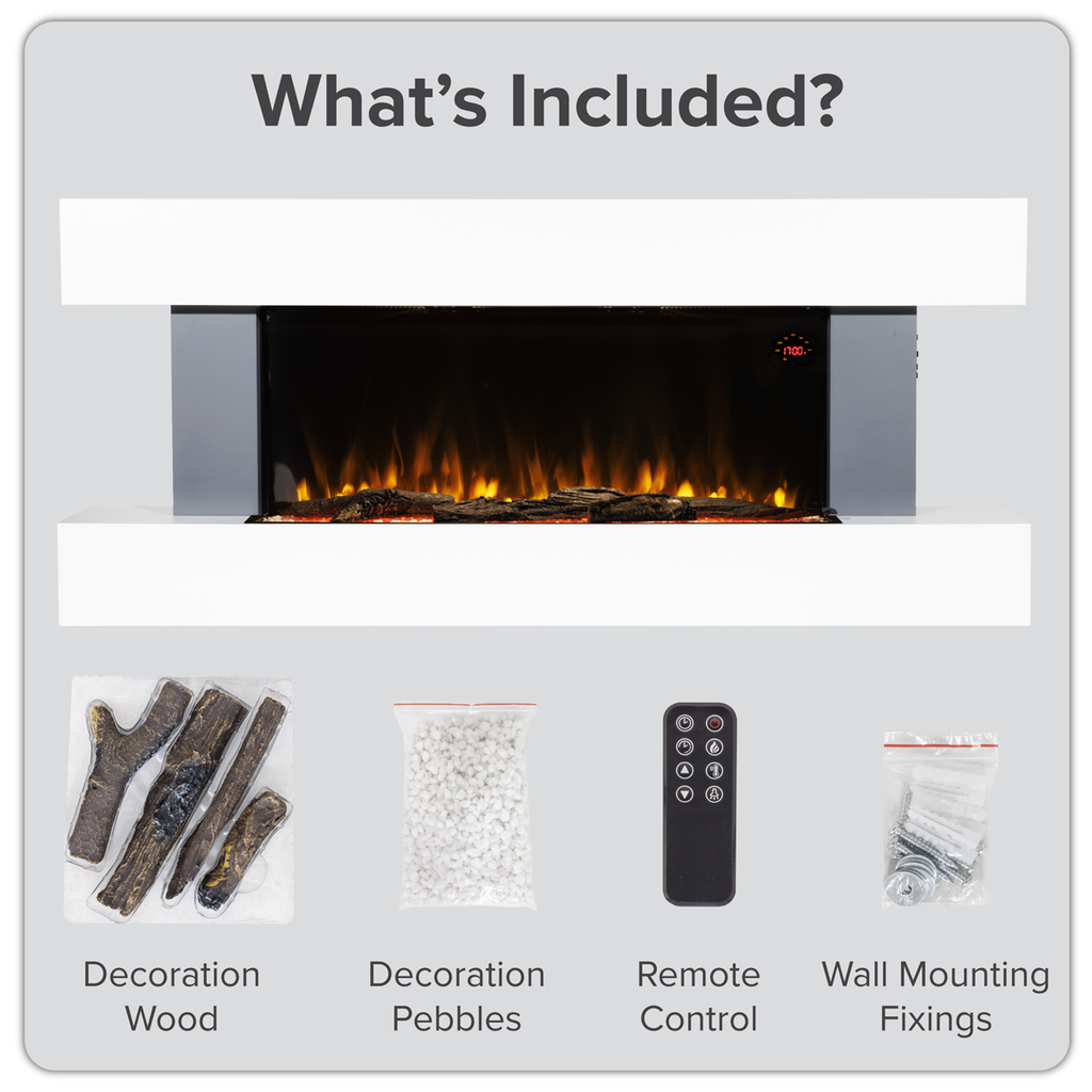 Wall Mounting Electric Fireplace with LED Flame Effect 52" - Grey DH112