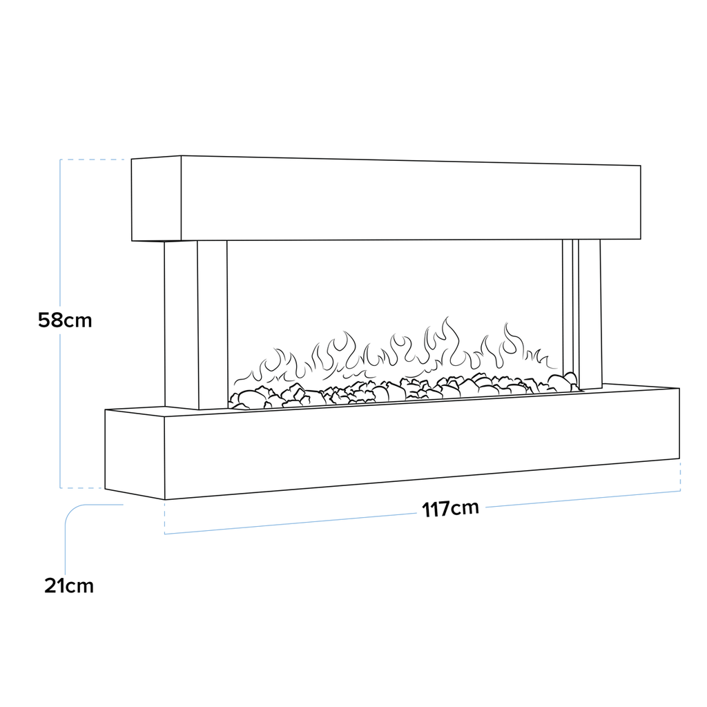 Wall Mounting Electric Fireplace with LED Flame Effect 46" - White DH113