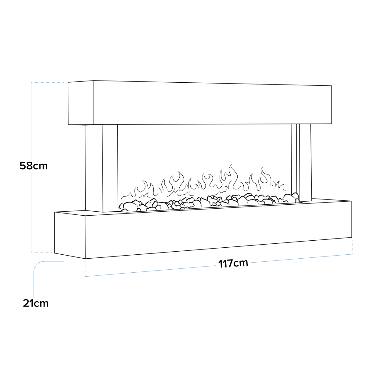Wall Mounting Electric Fireplace with LED Flame Effect 46" - White DH113