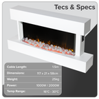 Wall Mounting Electric Fireplace with LED Flame Effect 46" - White DH113