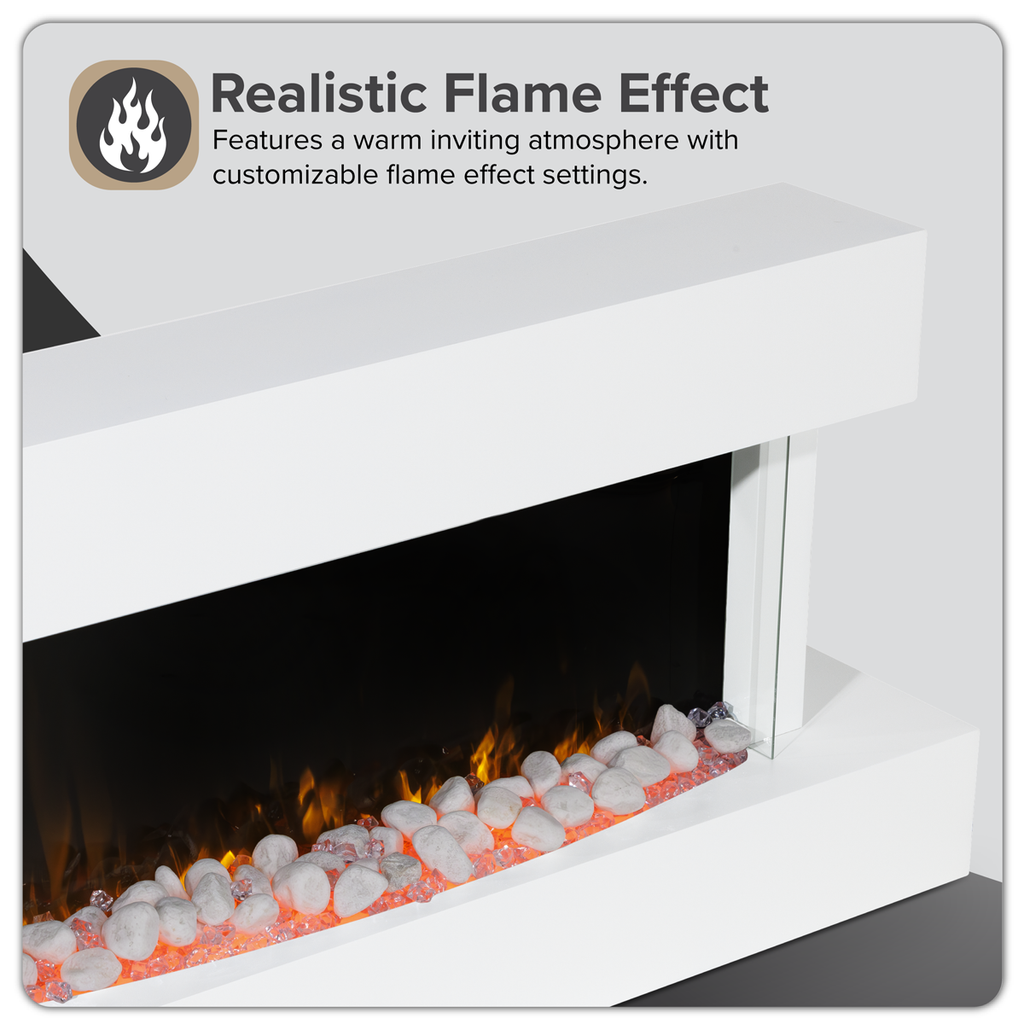 Wall Mounting Electric Fireplace with LED Flame Effect 46" - White DH113