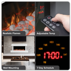 Wall Mounting Electric Fireplace with LED Flame Effect 46" - White DH113