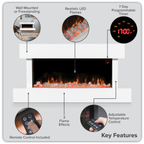Wall Mounting Electric Fireplace with LED Flame Effect 46" - White DH113