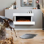 Wall Mounting Electric Fireplace with LED Flame Effect 46" - White DH113