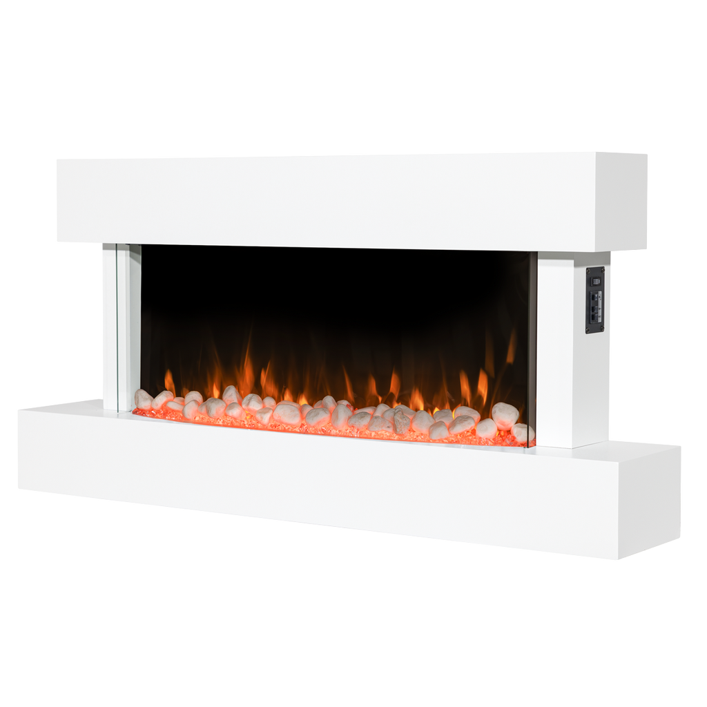 Wall Mounting Electric Fireplace with LED Flame Effect 46" - White DH113