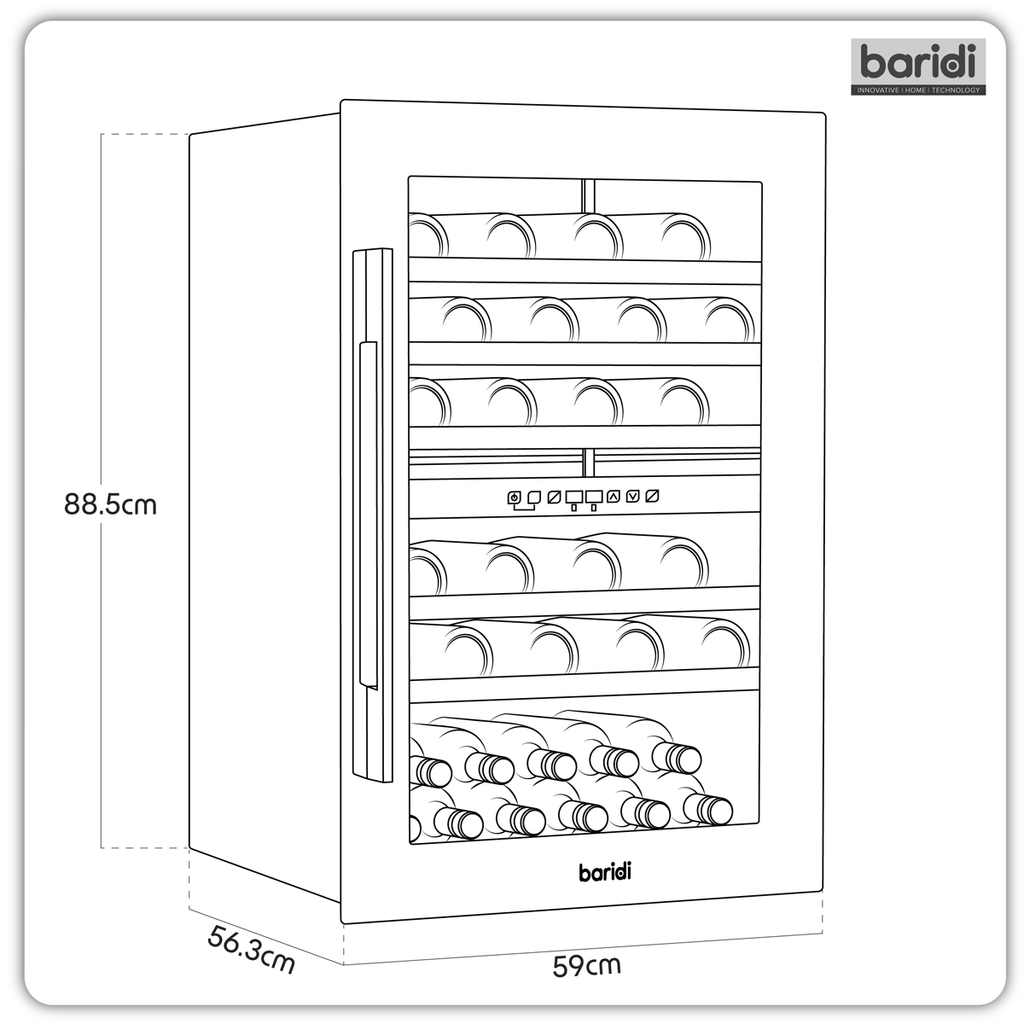 57 Bottle Dual Zone Built-In Wine Fridge & Cooler 60cm DH118