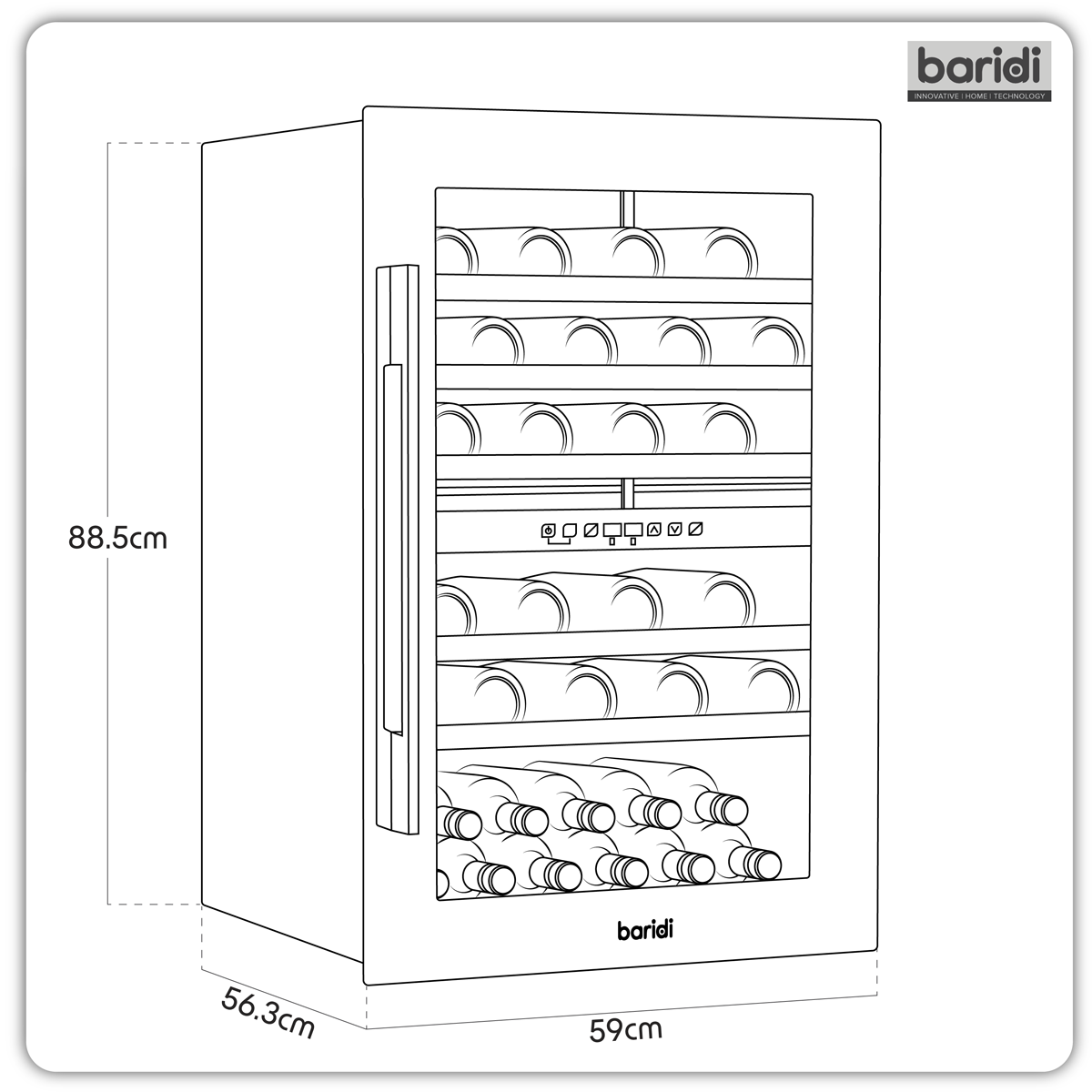 57 Bottle Dual Zone Built-In Wine Fridge & Cooler 60cm DH118