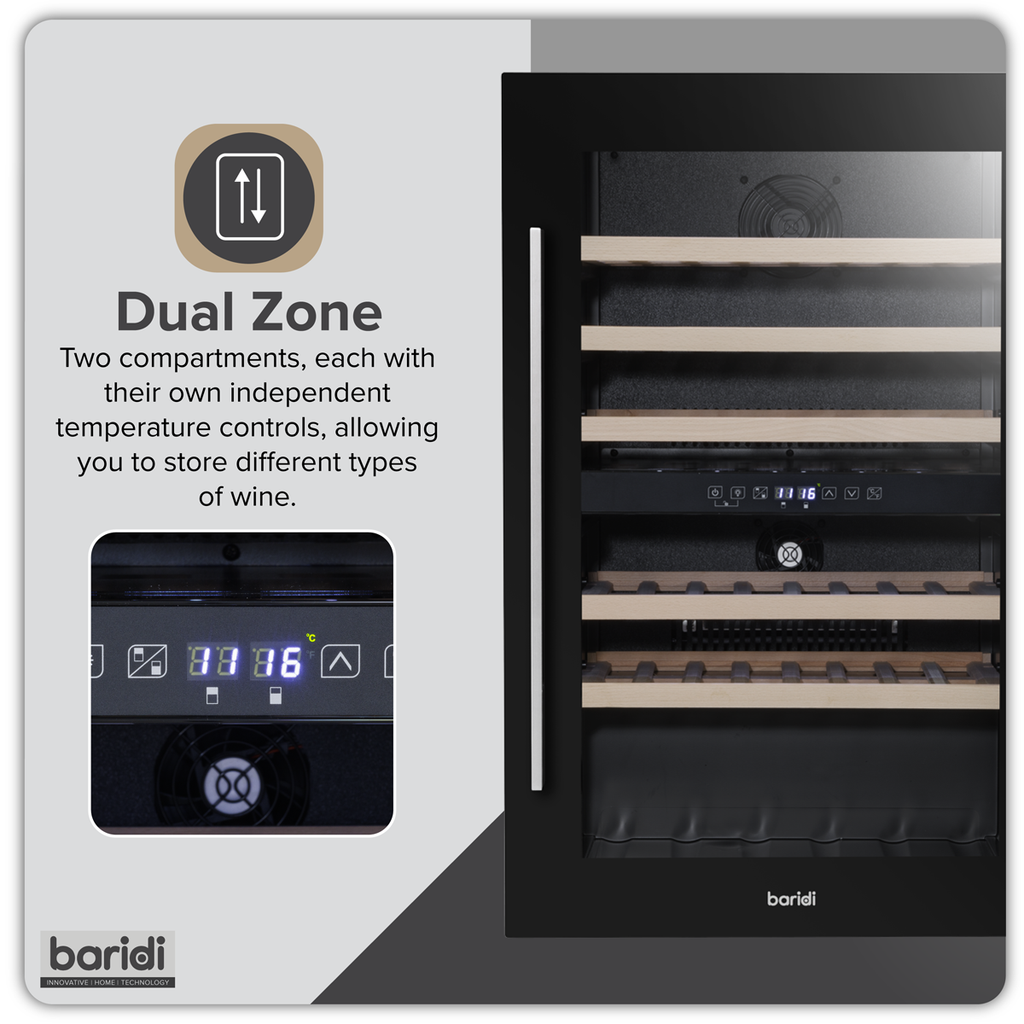 57 Bottle Dual Zone Built-In Wine Fridge & Cooler 60cm DH118