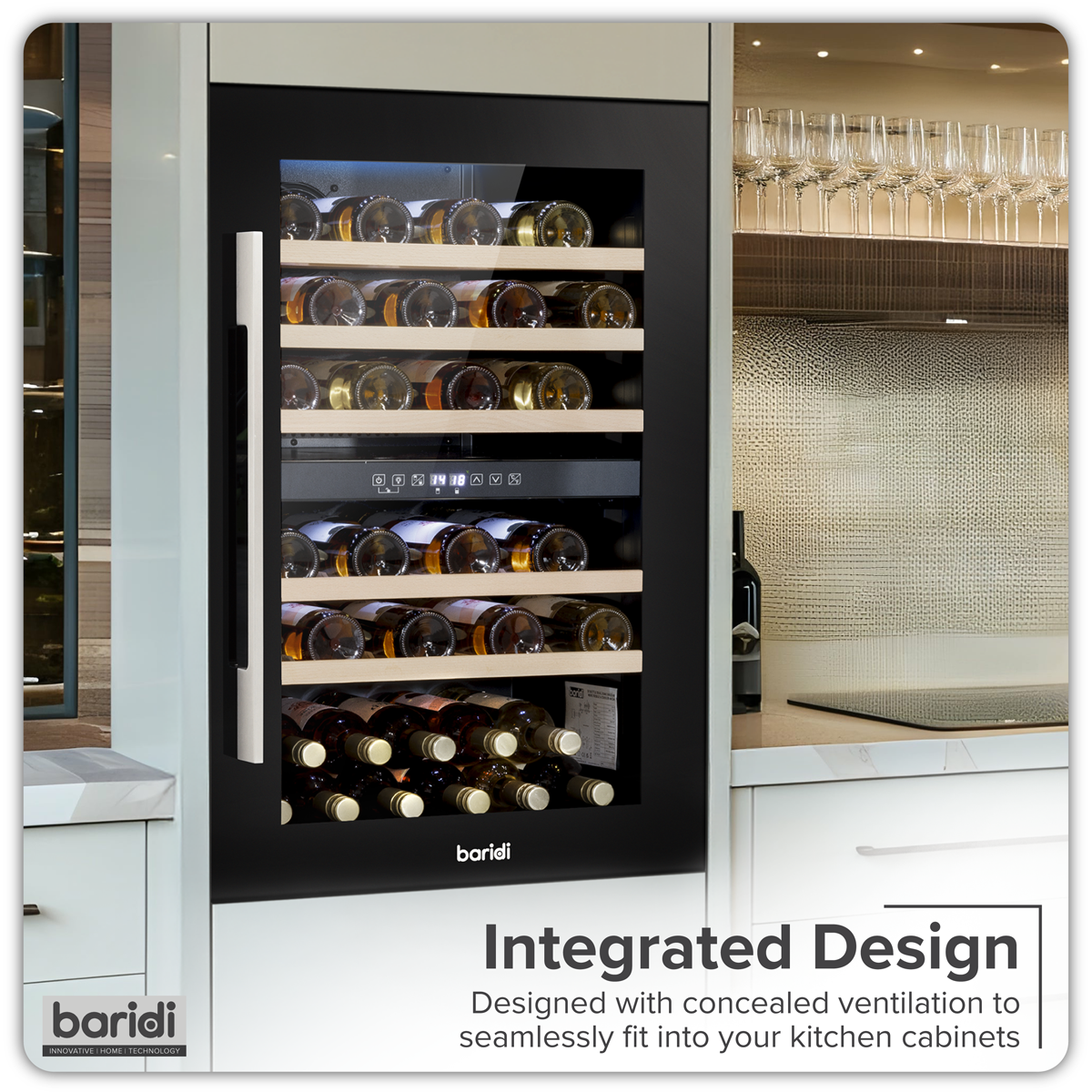 57 Bottle Dual Zone Built-In Wine Fridge & Cooler 60cm DH118