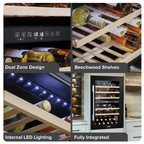 57 Bottle Dual Zone Built-In Wine Fridge & Cooler 60cm DH118
