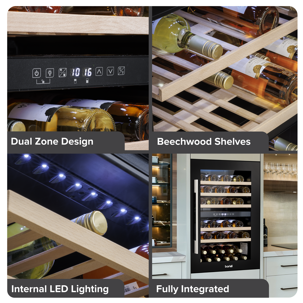 57 Bottle Dual Zone Built-In Wine Fridge & Cooler 60cm DH118