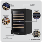 57 Bottle Dual Zone Built-In Wine Fridge & Cooler 60cm DH118