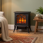 Electric Stove Heater Fireplace with LED Log Flame Effect 1800W – Black DH121