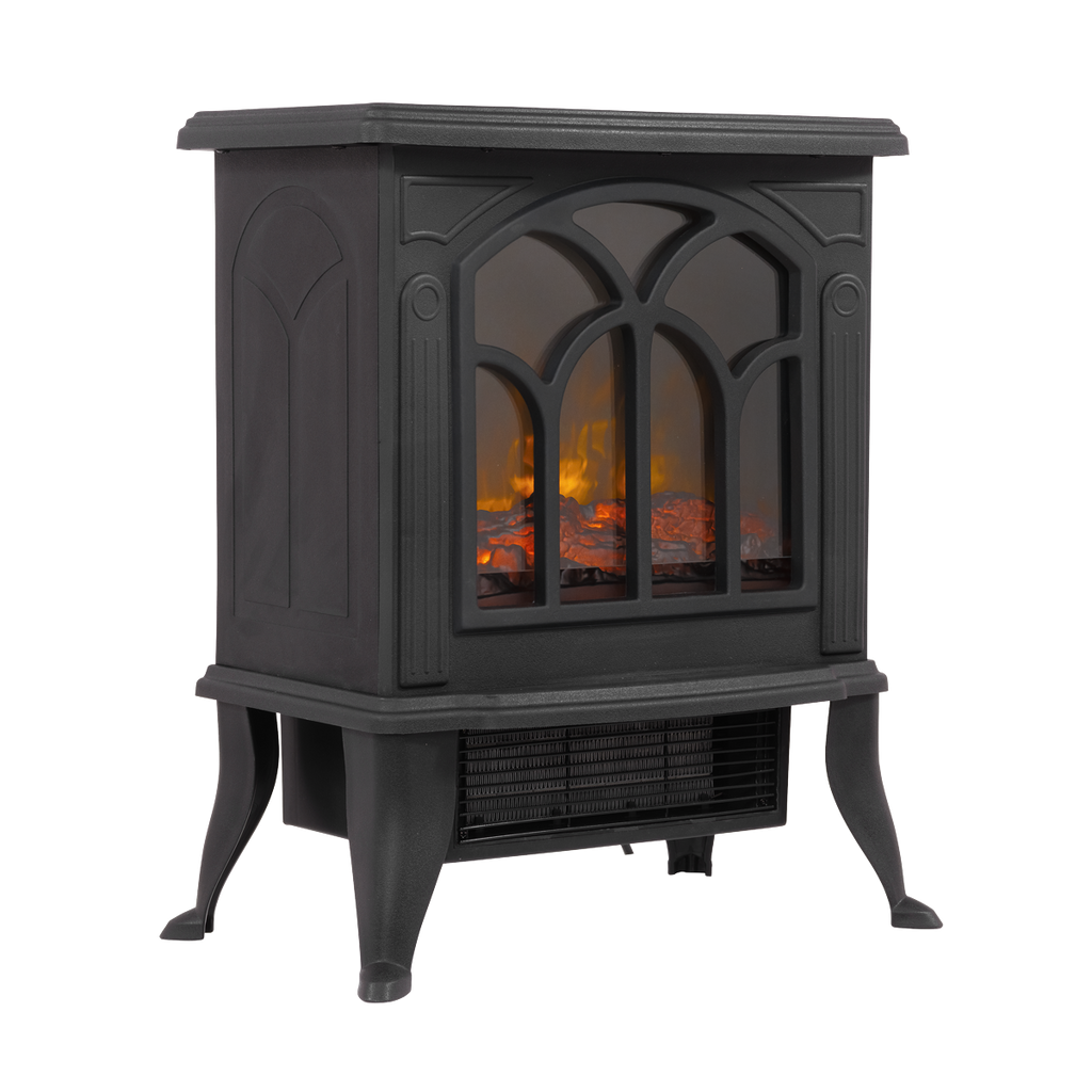 Electric Stove Heater Fireplace with LED Log Flame Effect 1800W – Black DH121