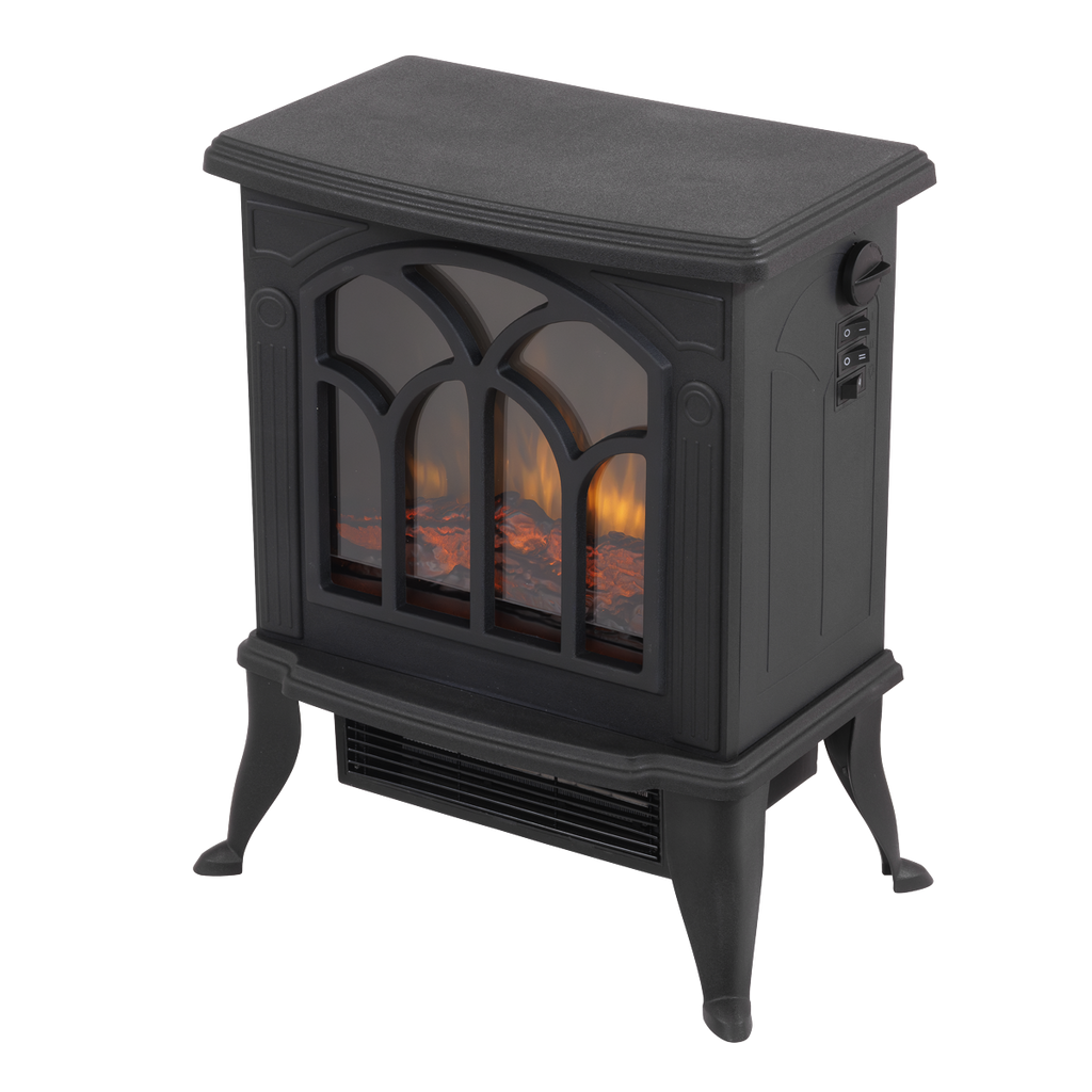 Electric Stove Heater Fireplace with LED Log Flame Effect 1800W – Black DH121
