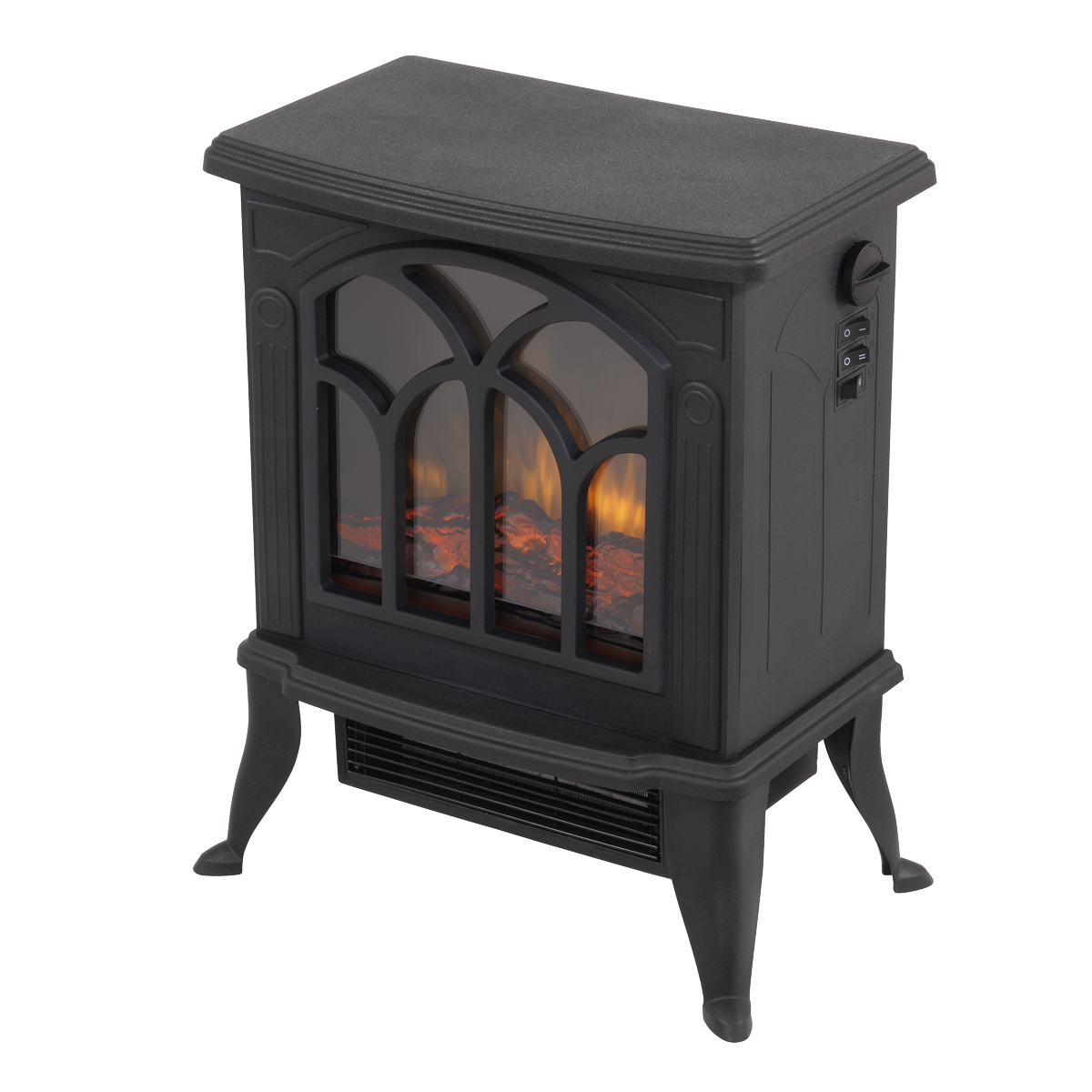 Electric Stove Heater Fireplace with LED Log Flame Effect 1800W – Black DH121