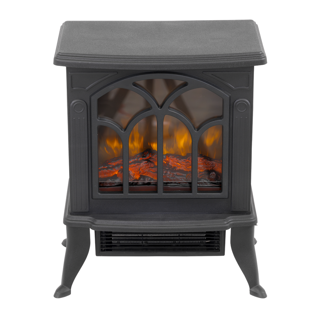 Electric Stove Heater Fireplace with LED Log Flame Effect 1800W – Black DH121