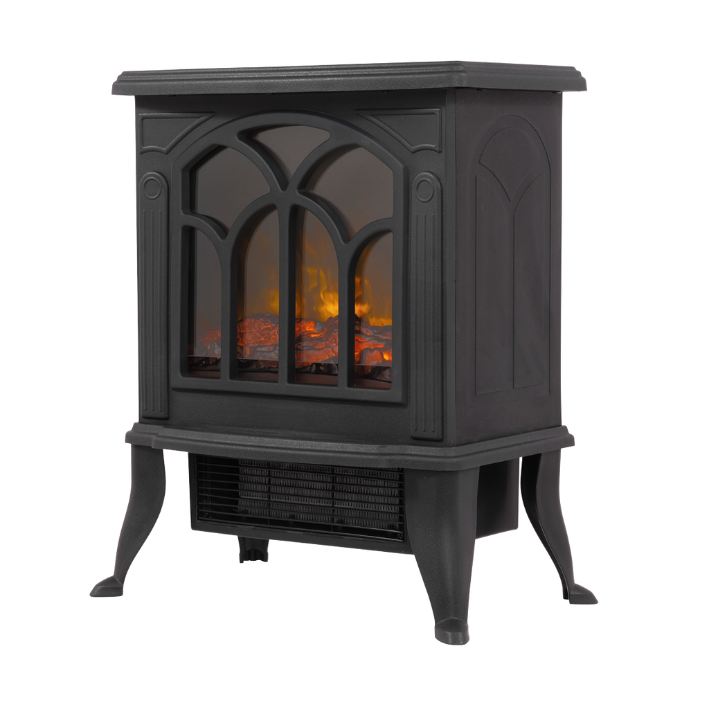 Electric Stove Heater Fireplace with LED Log Flame Effect 1800W – Black DH121
